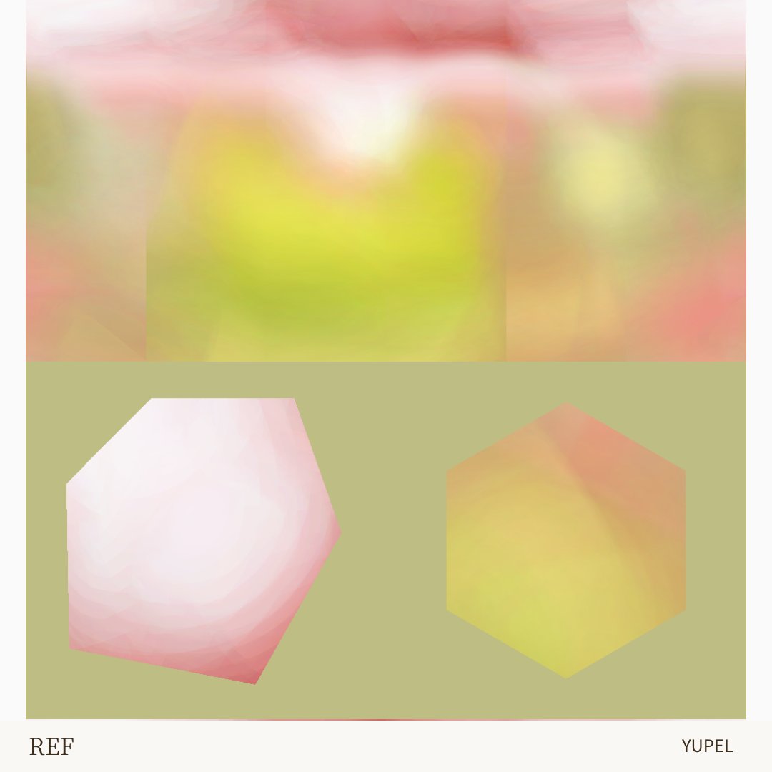 ペールグリーンから紅へ抜けるグラデーションを手描きした、葉のBase Colorテクスチャ